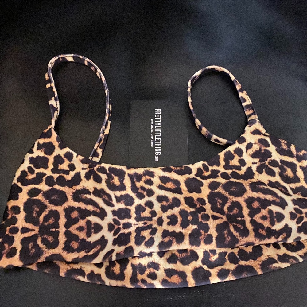 NWT cheetah print bikini top (pretty little thing)